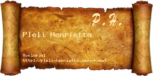 Pleli Henrietta névjegykártya